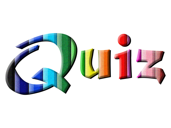 The word Quiz. Each letter is made up of different colours.