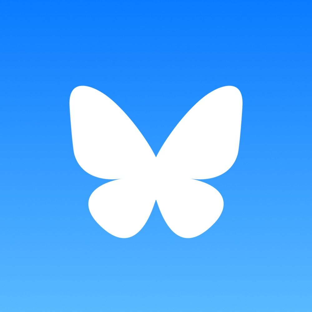 Bluesky logo - a white butterfly on a blue background