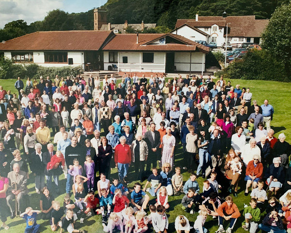 Picture of many people standing on the GVH field. Taken in 2000.