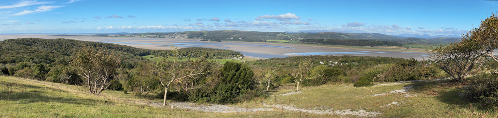 Panoramic view of Morecambe Bay taken from the top of Arnside Knott