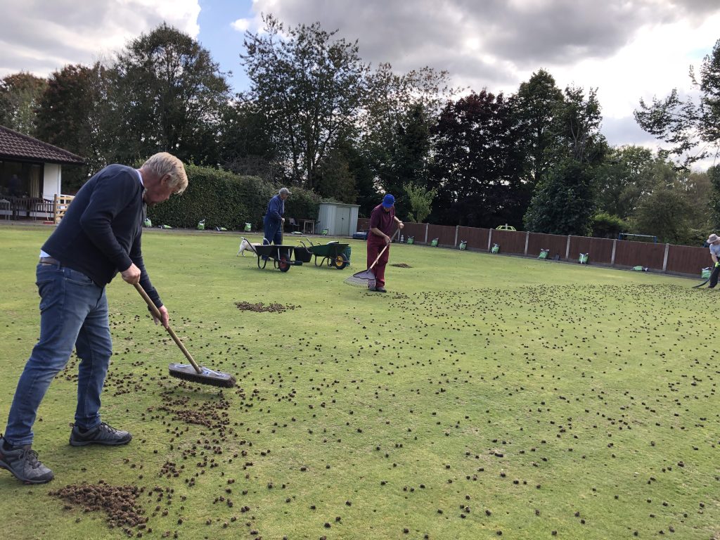 Sweeping up the plugs - 2. Howard, Alan H, Alan B in the background, Charlie off to the right.